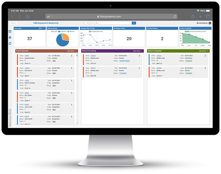 HBS Systems NetView ECOM Equipment Dealership Software e-commerce screen